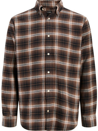 Jack & Jones Ανδρικό Πουκάμισο Βαμβακερό Καρό Μακρυμάνικο Κανονική Γραμμή Μπορντό 12298946
