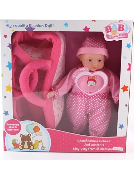 Baby Lovely Κούκλα Μωρό με Πορτ Μπεμπέ