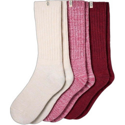 UGG Γυναικείες Κάλτσες Μπεζ Φούξια Μπορντό 3Pack 1119874-003M