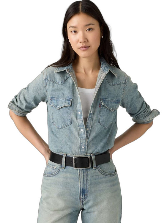 Levi's Μακρυμάνικο Γυναικείο Πουκάμισο Τζιν Mονόχρωμο Γαλάζιο 86832-0070