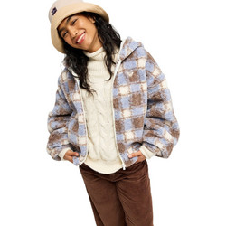 Roxy Γυναικεία Ζακέτα Fleece Μακριά με Κουκούλα και Φερμουάρ Λιλά ERJPF03269-WZA0