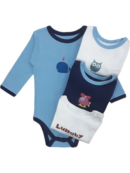 Lullaby Planet Σετ Φορμάκια Εσώρουχα Μακρυμάνικα για Αγόρι Γαλάζιο Μπλε Λευκό 9990771