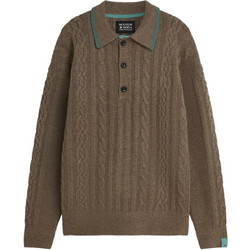 Scotch & Soda Ανδρικό Πουλόβερ με Φερμουάρ Καφέ 183771-210