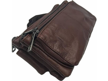 DomLeathers ZXV-103 Ανδρικό Τσαντάκι Μέσης Δερμάτινο Καφέ