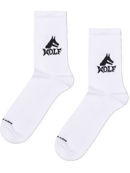 Happy Socks Wolf Ανδρικές Κάλτσες Ψηλές με Σχέδια Λευκές P006387