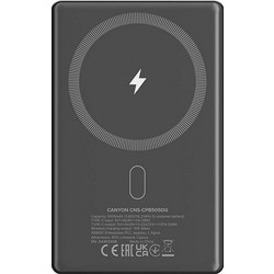 Canyon OnPower 505 Wireless Magsafe Power Bank 5000mAh 20W με Θύρα USB-C Grey