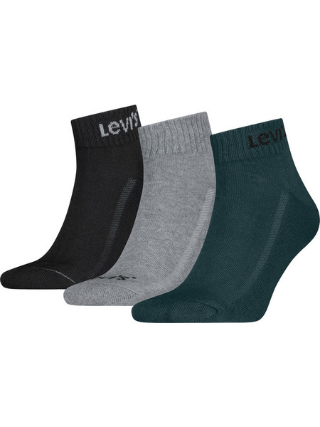 Levi's Ανδρικές Κάλτσες Κοντές Μαύρες Κυπαρισσί Γκρι 3Pack 701239474-007