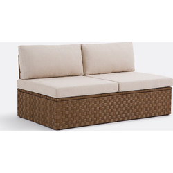 La Redoute Alzena Διθέσιος Καναπές Εξωτερικού Χώρου Rattan Καφέ Μπεζ 82.5x150x66.5cm