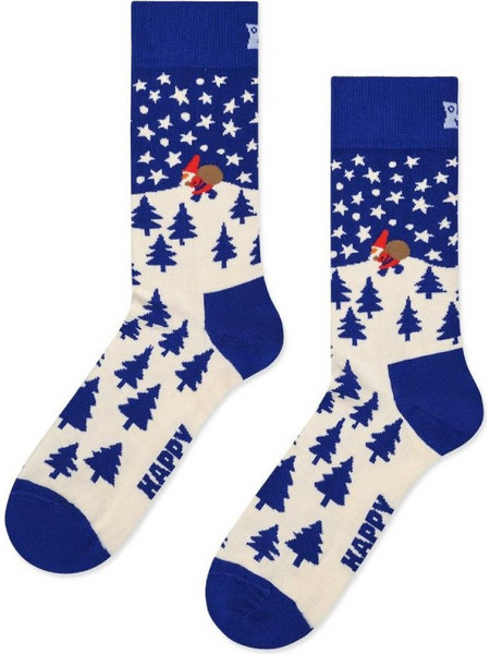 Happy Socks Santa On The Way Fleece Ανδρικές Κάλτσες Ψηλές με Σχέδια Royal Blue P006138