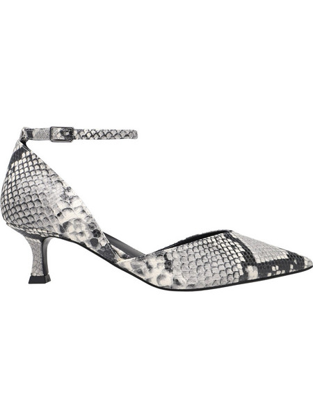Nine West KORY3 Γόβες Δερμάτινες με Λεπτό Χαμηλό Τακούνι & Λουράκι Λευκές Μαύρες 50-50