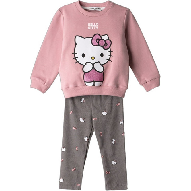 Hello Kottu Ebita Hello Kitty Παιδικό Σετ για Κορίτσι Χειμωνιάτικο Ροζ Γκρι HK7284 ...