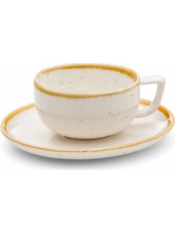 Yuk Σετ Φλιτζάνια Cappuccino & Τσαγιού Πορσελάνης Μπεζ 250ml 6τμχ SNG08BG