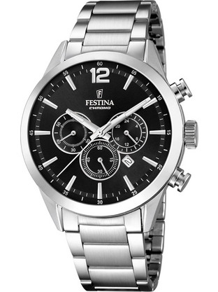 Festina Ανδρικό Ρολόι Χρονογράφος με Ασημί Μεταλλικό Μπρασελέ F20343/8