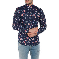 Stefan Ανδρικό Πουκάμισο Βαμβακερό Μακρυμάνικο Slim Fit Navy Μπλε 9032-SS20