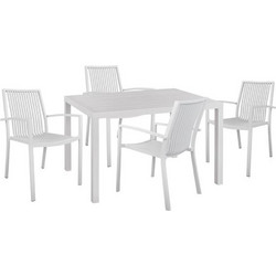 HomeMarkt Σετ Τραπεζαρία Κήπου Αλουμίνιο 5τμχ Λευκό HM10521