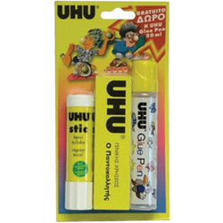 Uhu Σετ 3 Κόλλες Stick, Ρευστή + Παντοκολλητής (44265)