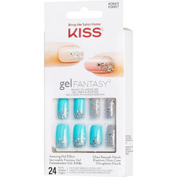 KiSS Fantasy Strass Blue Medium Square Tips Νυχιών με Σχέδια 24τμχ