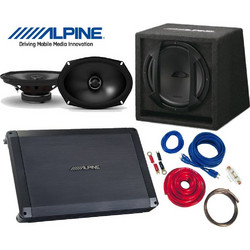 Alpine PWR Set 4 Ολοκληρωμένο Ηχοσύστημα Αυτοκινήτου Με Ενισχυτή 4 Καναλιών, Ζεύγος Oval Ηχείων 6x9" Κουτί Με Subwoofer 12" & Καλώδια Σύνδεσης