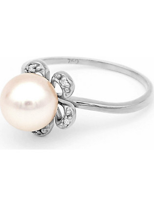 Δαχτυλίδι λευκόχρυσο Κ18 με μαργαριτάρι Akoya - W317294