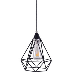 Home Lighting Mila Κρεμαστό Φωτιστικό Οροφής Πλέγμα Μονόφωτο E27 Μαύρο 77-3571