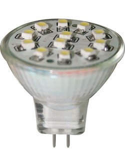Λαμπάκι LED, 12V, MR11, G4, ψυχρό λευκό - 12 SMDs,35x37mm (71226)
