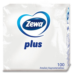 Χαρτοπετσέτες Zewa Plus λευκές 1φυλλες 100τμχ