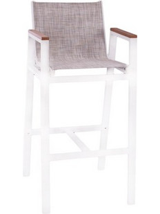Homemarkt ΣΚΑΜΠΟ ΜΠΑΡ ΑΛΟΥΜΙΝΙΟΥ ΛΕΥΚΟ ΜΕ POLYWOOD 52x58x108 εκ. HM5790.01