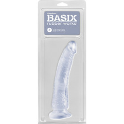 Pipedream Basix Rubber Works Slim 7 Ρεαλιστικό Dildo με Βεντούζα 20cm Clear