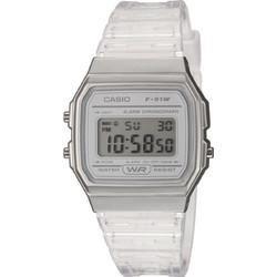 Casio Ψηφιακό Γυναικείο Ρολόι Χρονογράφος με Λευκό Καουτσούκ Λουράκι F-91WS-7EF