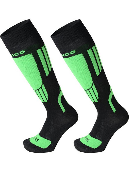 MICO 2608 Light weight - Παιδικές κάλτσες Ski merino wool - Black Green fluo