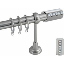 Κουρτινόβεργα Α5 Μεταλλική Πτυσσόμενη 140-250cm O25 Nickel Matt Strass