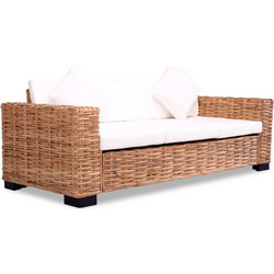 vidaXL Τριθέσιος Καναπές Εξωτερικού Χώρου Rattan Καφέ 195x80x67cm 244419