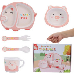 Βρεφικό Σετ Φαγητού Bamboo Happy Pigs 5τμχ