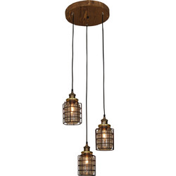 Home Lighting Okda Κρεμαστό Φωτιστικό Οροφής Πλέγμα Τρίφωτο E27 Μαύρο 77-3067