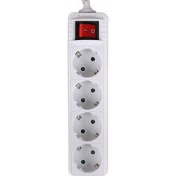 LAMTECH POWER STRIP WITH SWITCH 4 OUTLETS WHITE 1.5M - (LAM023718)