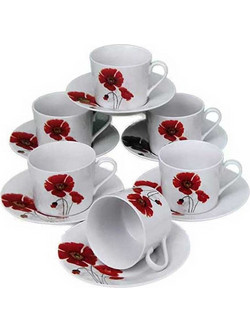 For Home Φλιτζάνια Τσαγιού Πορσελάνης Λευκά 6τμχ 1108-K288