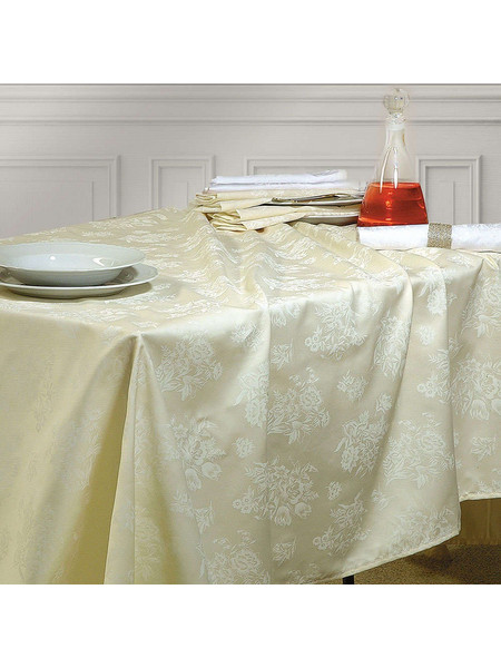 Καρέ Σατέν Ζακάρ Jasmine Ecru Ρυθμός 90X90cm Σατέν