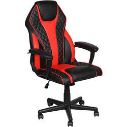 Homeplus Καρέκλα Gaming Δερματίνης Μαύρη Κόκκινη 01.01.1256