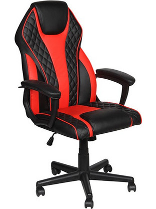 Homeplus Καρέκλα Gaming Δερματίνης Μαύρη Κόκκινη 01.01.1256