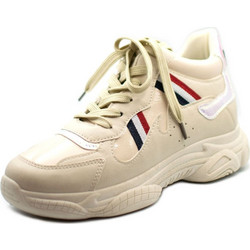 Sneakers μπεζ με κορδόνια