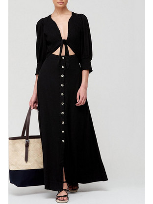 Free People Maxi Καλοκαιρινό Φόρεμα Μαύρο OB1508623