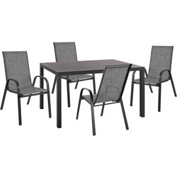 HomeMarkt Σετ Τραπεζαρία Κήπου Μεταλλικό 5τμχ Γκρι HM10531