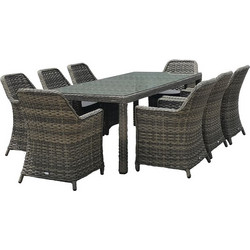 Woodwell Esperia Σετ Τραπεζαρία Κήπου Rattan 9τμχ Ανθρακί E6869,8