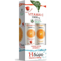 Power Health Vitamin C 1000mg Apple Stevia 24s + Vitamin C 500mg 20 Αναβράζοντα Δισκία
