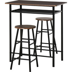 Σετ Μεταλλικό Ορθογώνιο Τραπέζι - Bar 80 x 50 x 90 cm με 2 Σκαμπό HOMCOM 835-297BK