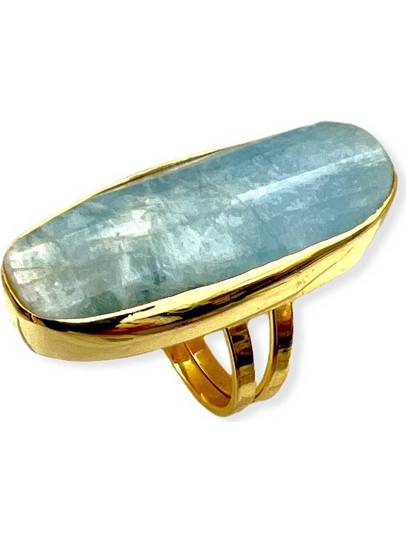 Δαχτυλίδι με Aquamarine από ασήμι ανοιγόμενο RN1024_GR