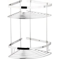 Ραφιέρα Μπάνιου Διπλή Inox SS304 Γωνιακή Επιτοίχια Tema 18x18x31 cm