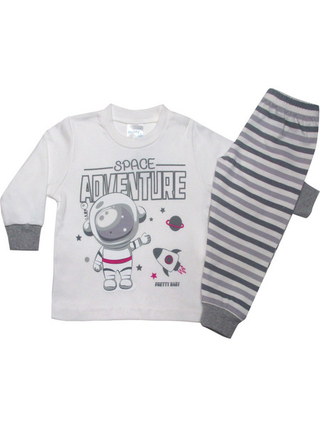 Pretty Baby Space Adventure Παιδική Πιτζάμα Βαμβακερή Χειμωνιάτικη Γκρι 68167