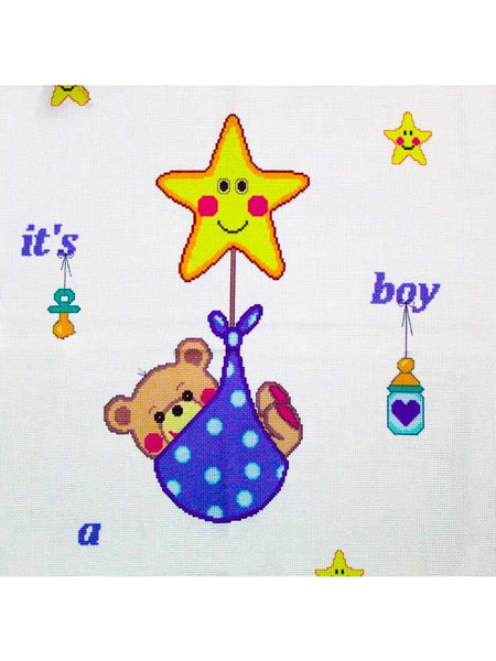 Κουβερτάκι για Κέντημα (It's a Boy) 90cm x 120cm σε Λευκό Χρώμα με Σταμπωτό σχέδιο για Κέντημα