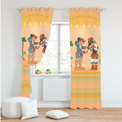 Mc Decor Παιδική Κουρτίνα με Τρουκς 140x280 Καραγκιόζης Χατζηαβάτης Orange